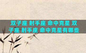 双子座 射手座 命中克星 双子座 射手座 命中克星有哪些